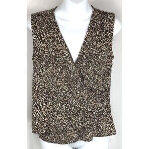 George wrap surplice top M brown cheetah geometric sleeveless stretch Y2K glam